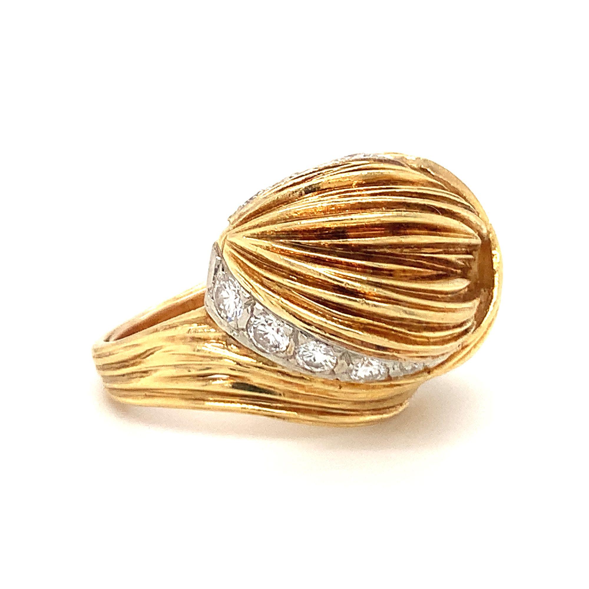 Diamond 18K Yellow Gold Knot Ring For Sale