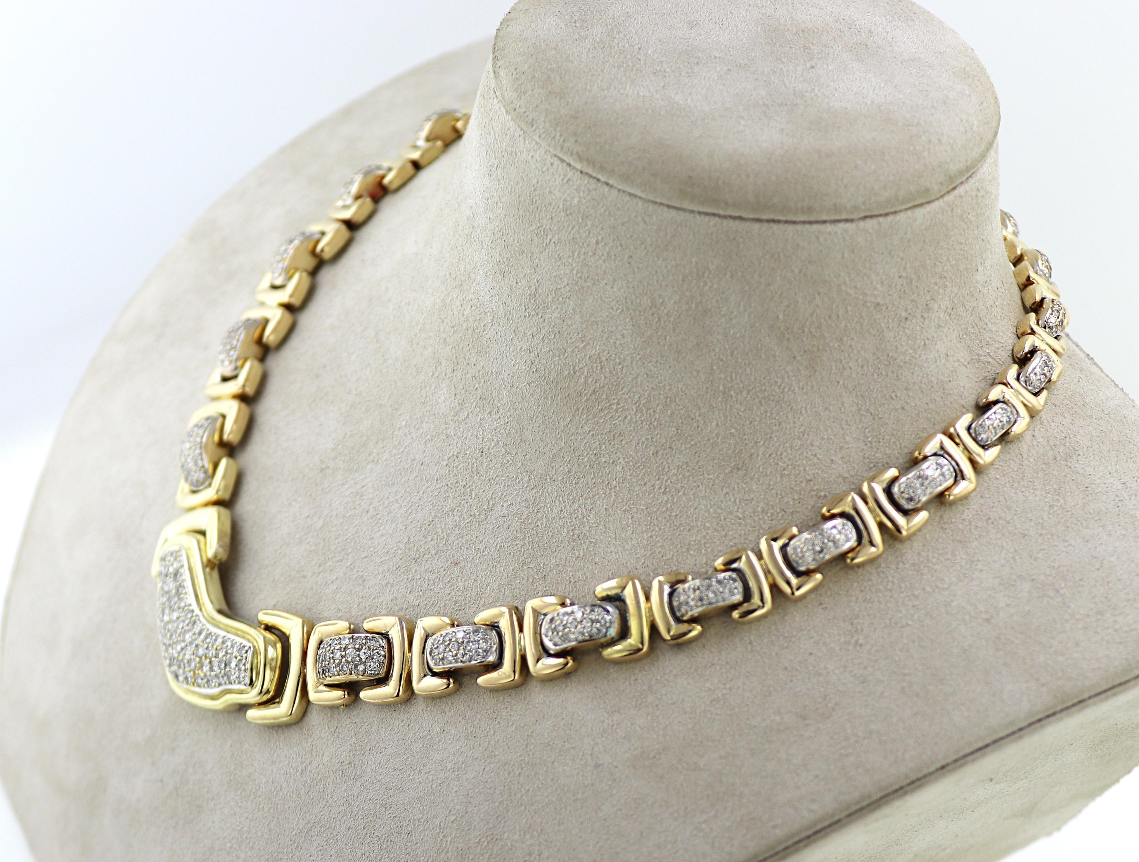 Artisan Diamond, 18k Yellow Gold Neck-Collar For Sale