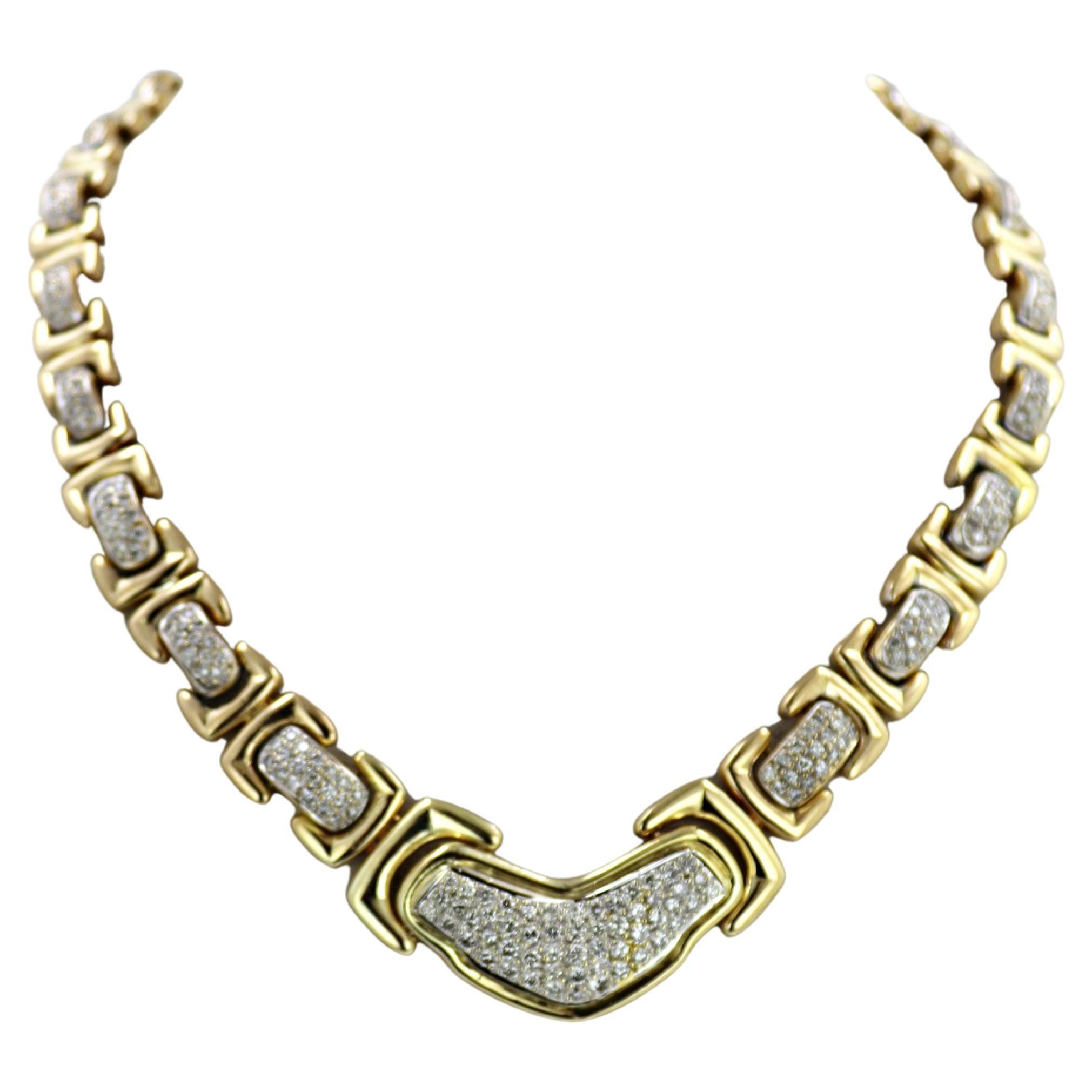 Diamond, 18k Yellow Gold Neck-Collar For Sale