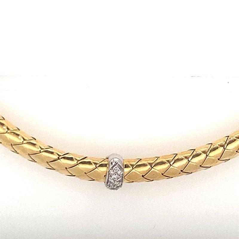 One diamond 18K yellow gold necklace with weave design featuring eighty round brilliant cut diamonds totaling 1 ct. With Italian hallmarks, circa 1970s.

Statement, chic, gleaming.

Additional information:
Metal: 18K yellow gold
Gemstone: Diamonds