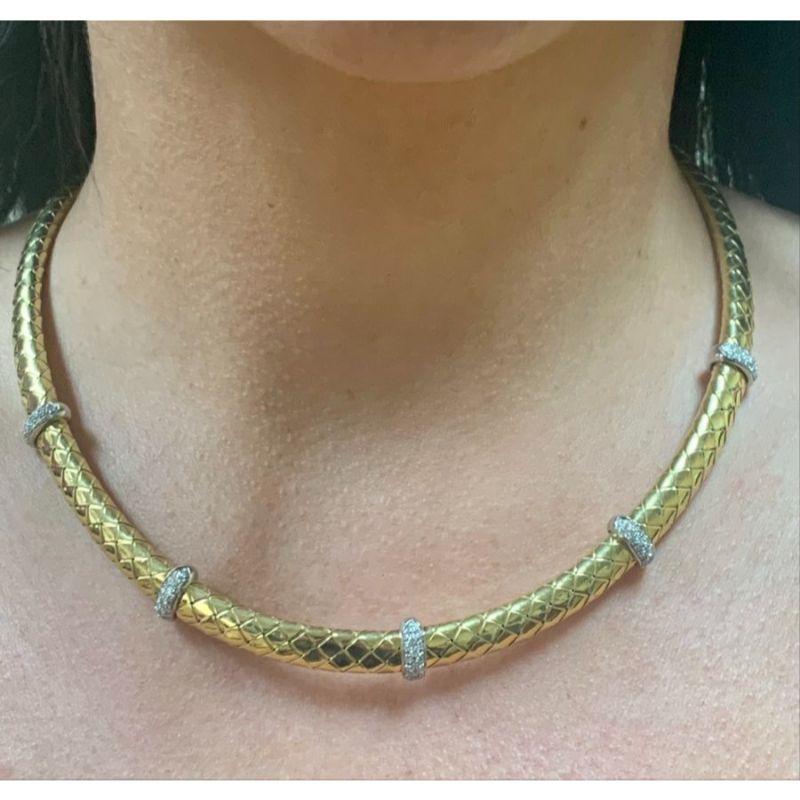Diamond 18k Yellow Gold Necklace, circa 1970s In Good Condition For Sale In Beverly Hills, CA