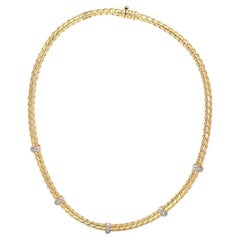 Collier en or jaune 18k avec diamants, circa 1970