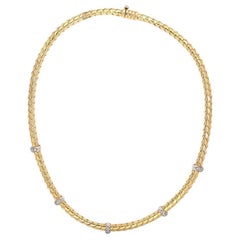 Vintage Diamond 18k Yellow Gold Necklace, circa 1970s