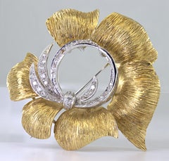 Diamond, 18K Yellow Gold Brooch