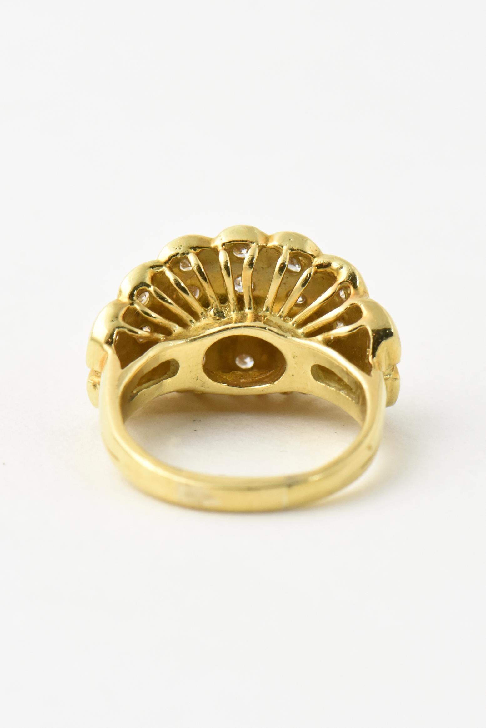 Diamond 18 Karat Yellow Gold Statement Ring For Sale 1