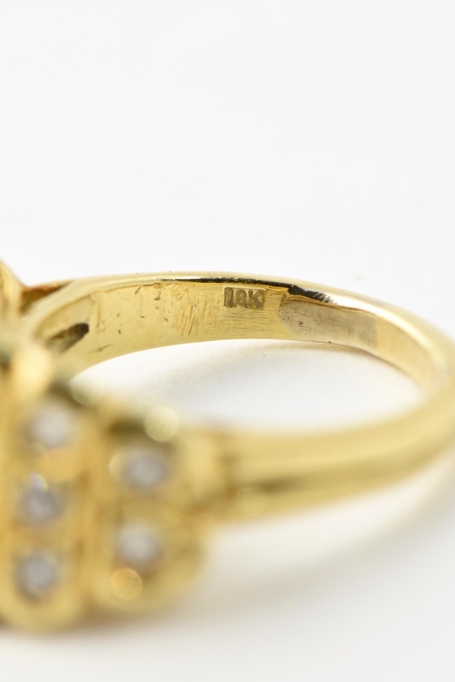 Diamond 18 Karat Yellow Gold Statement Ring For Sale 2