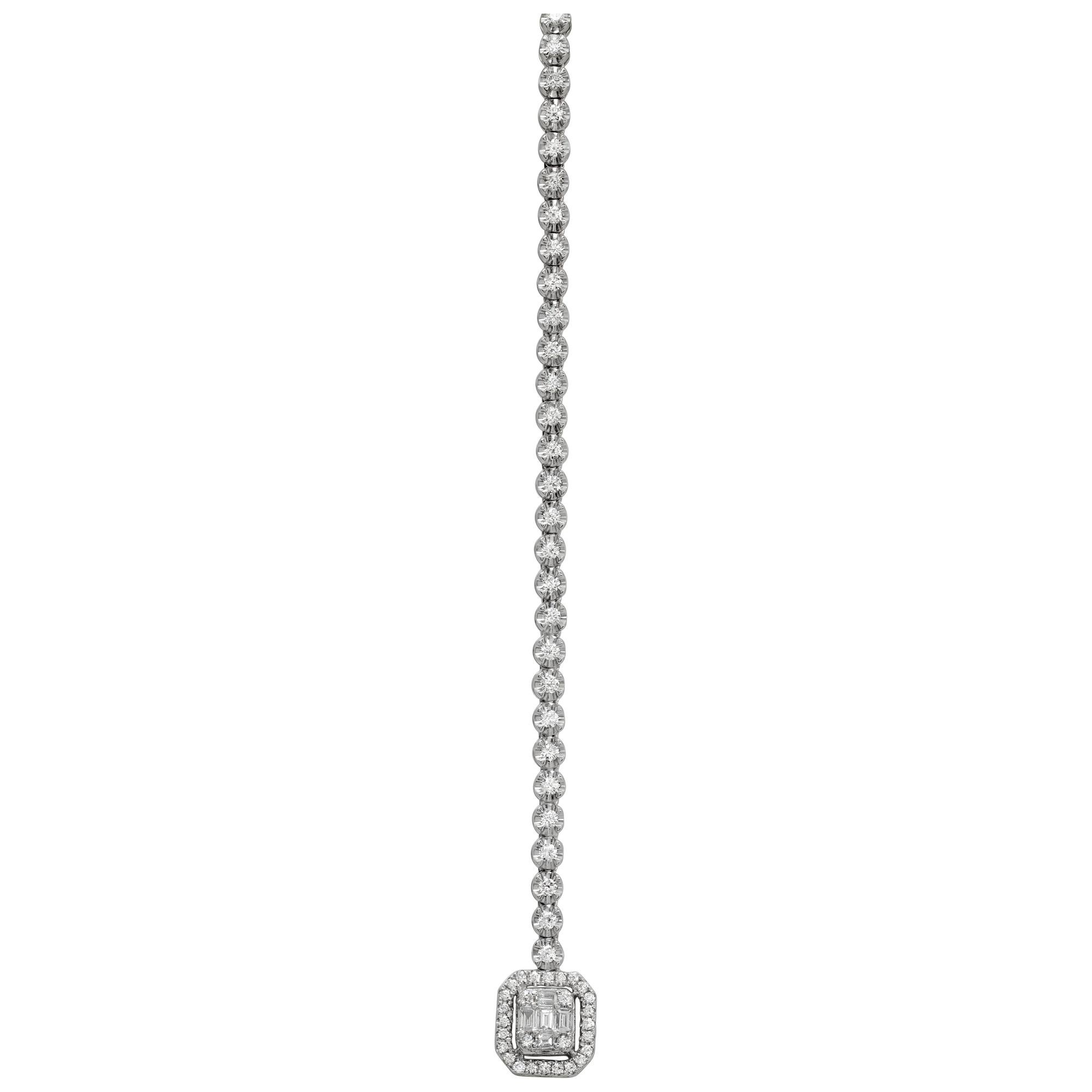 Women's Diamond 18kt White Gold Lariat Necklace For Sale