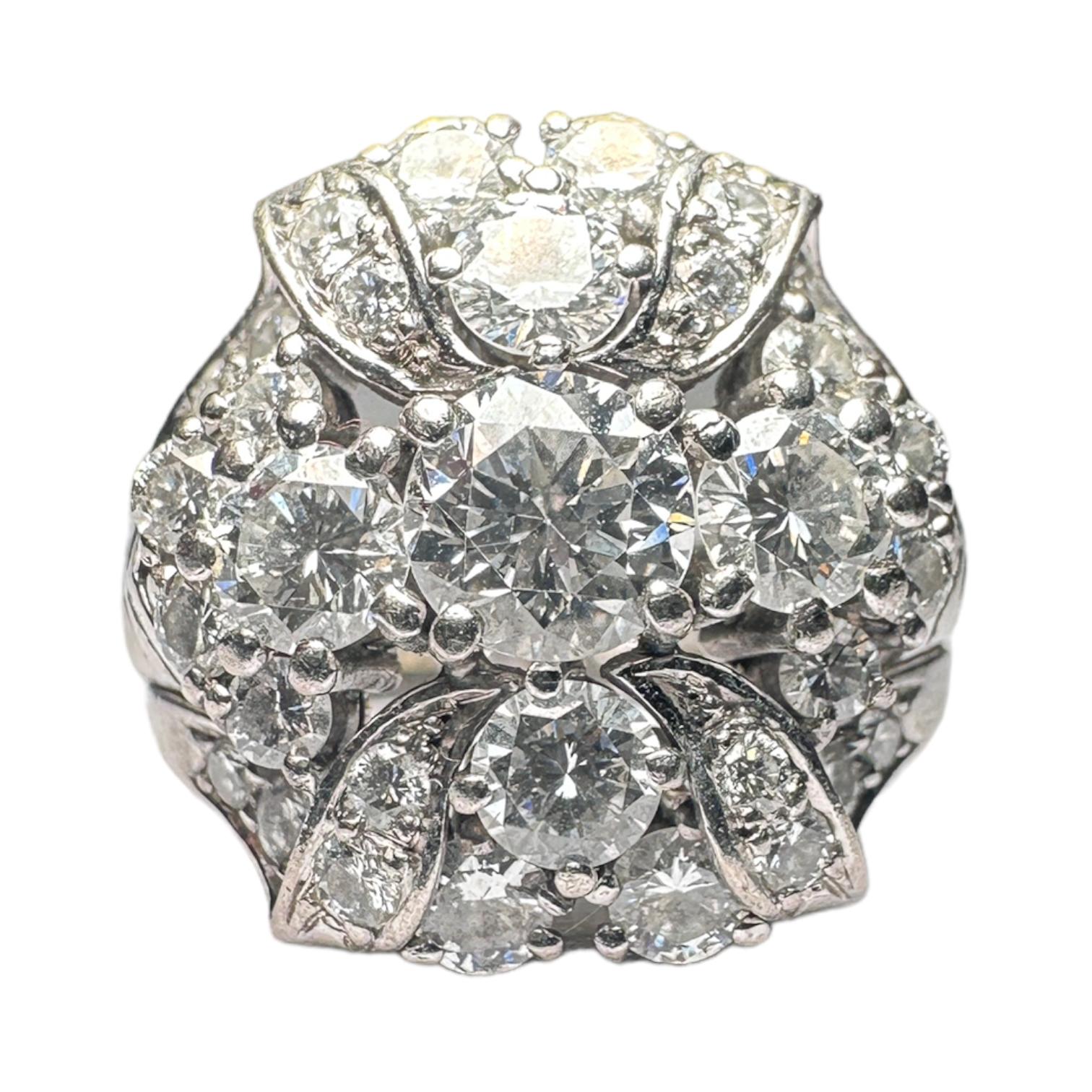 Women's or Men's Diamond 1960s Cocktail Ring For Sale