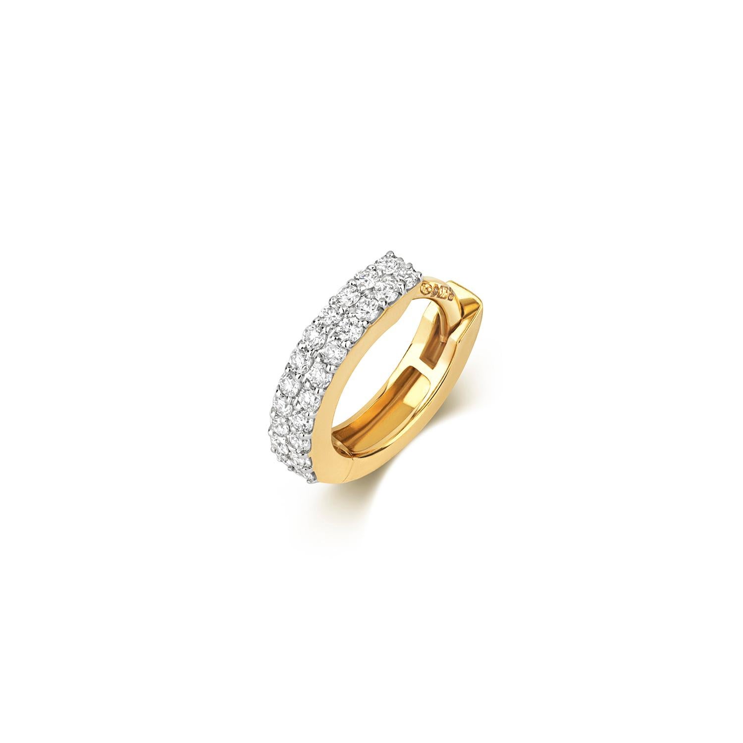 DIAMOND 2 ROW CARTILAGE HOOP IN 9CT Gold In New Condition For Sale In Ilford, GB