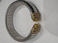 Diamant 2 Tone 18k Weiß & Gelbgold Armreif Flexible Armband