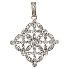 Diamond 2-Tone Gold Lacy Vintage Pendant Necklace