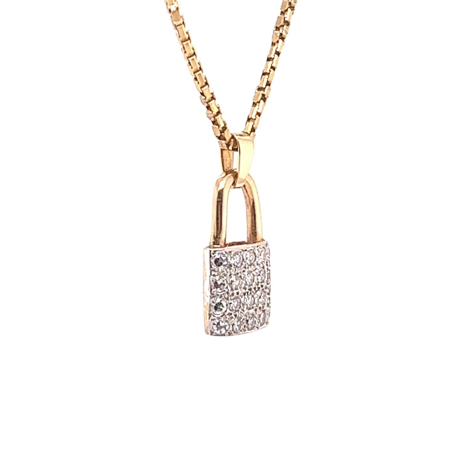 Diamond Gold Padlock Necklace 4