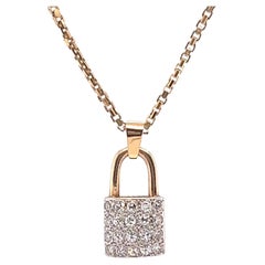 Vintage Diamond Gold Padlock Necklace