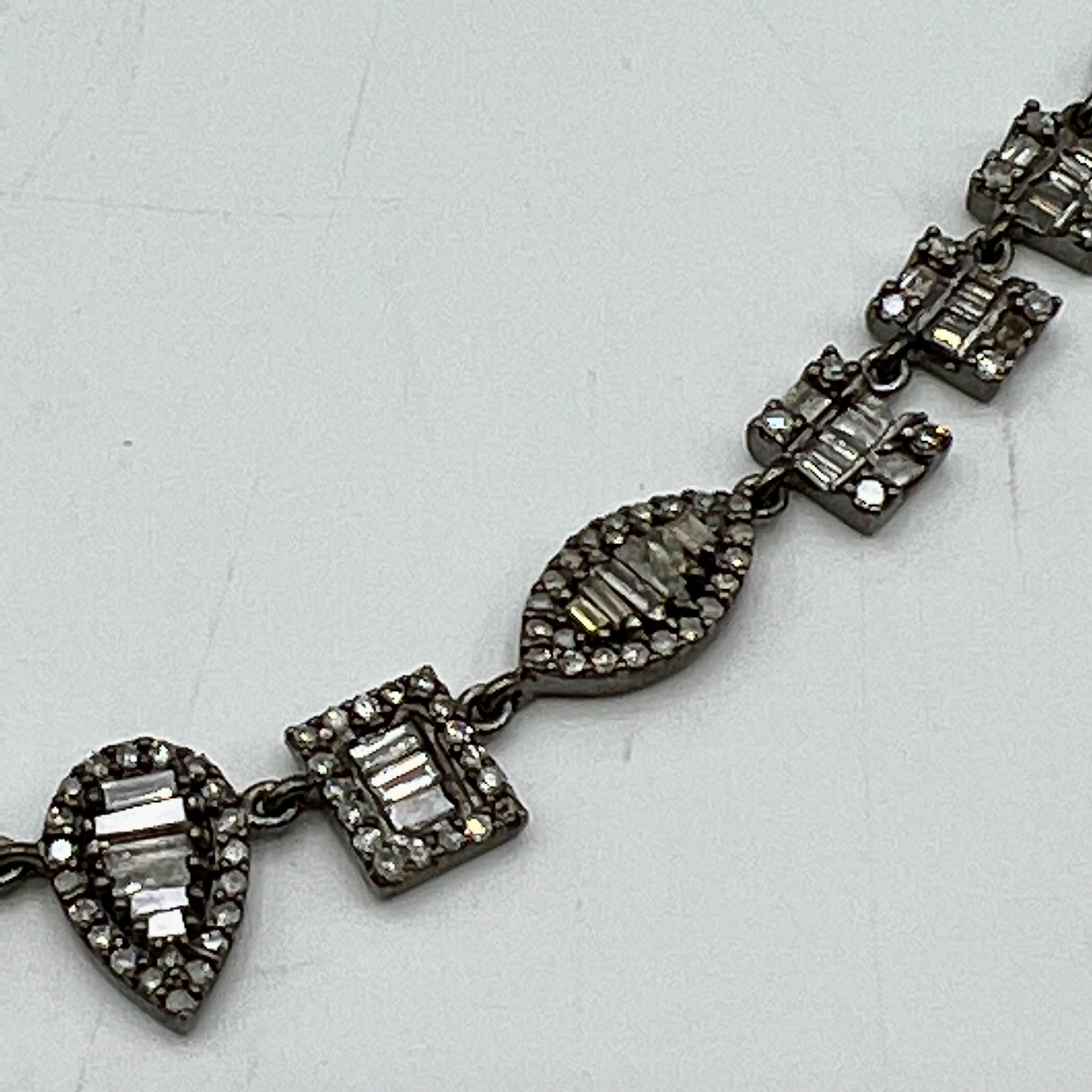 Women's Diamond ( 2.11 TCW ) Geometric Necklace in Oxidized Sterling Silver For Sale