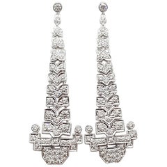 Diamond 2.14 Carat Earrings Set in 18 Karat White Gold Settings