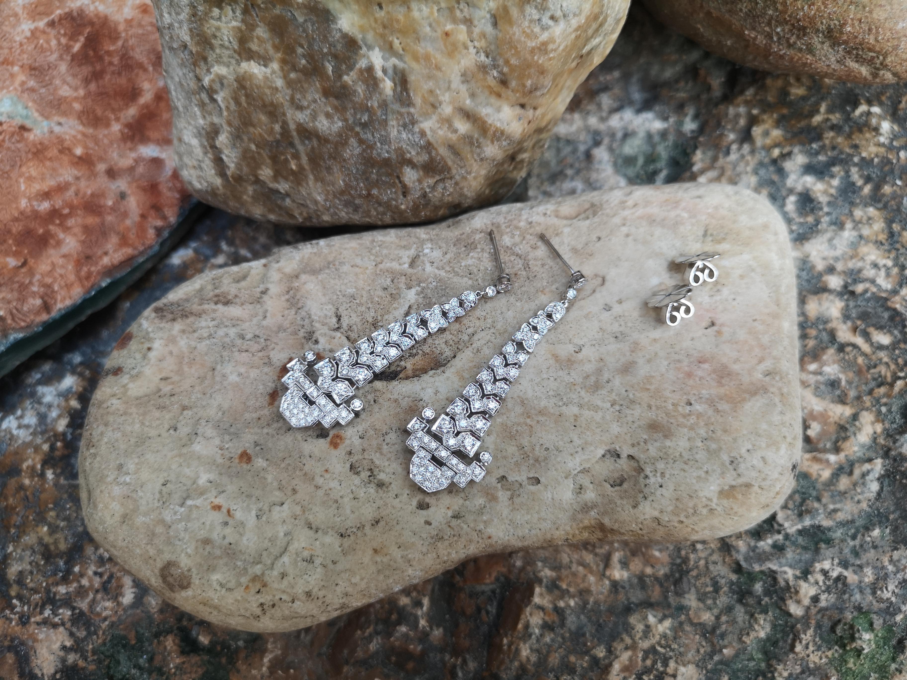 Mixed Cut Diamond 2.14 Carat Earrings Set in 18 Karat White Gold Settings For Sale