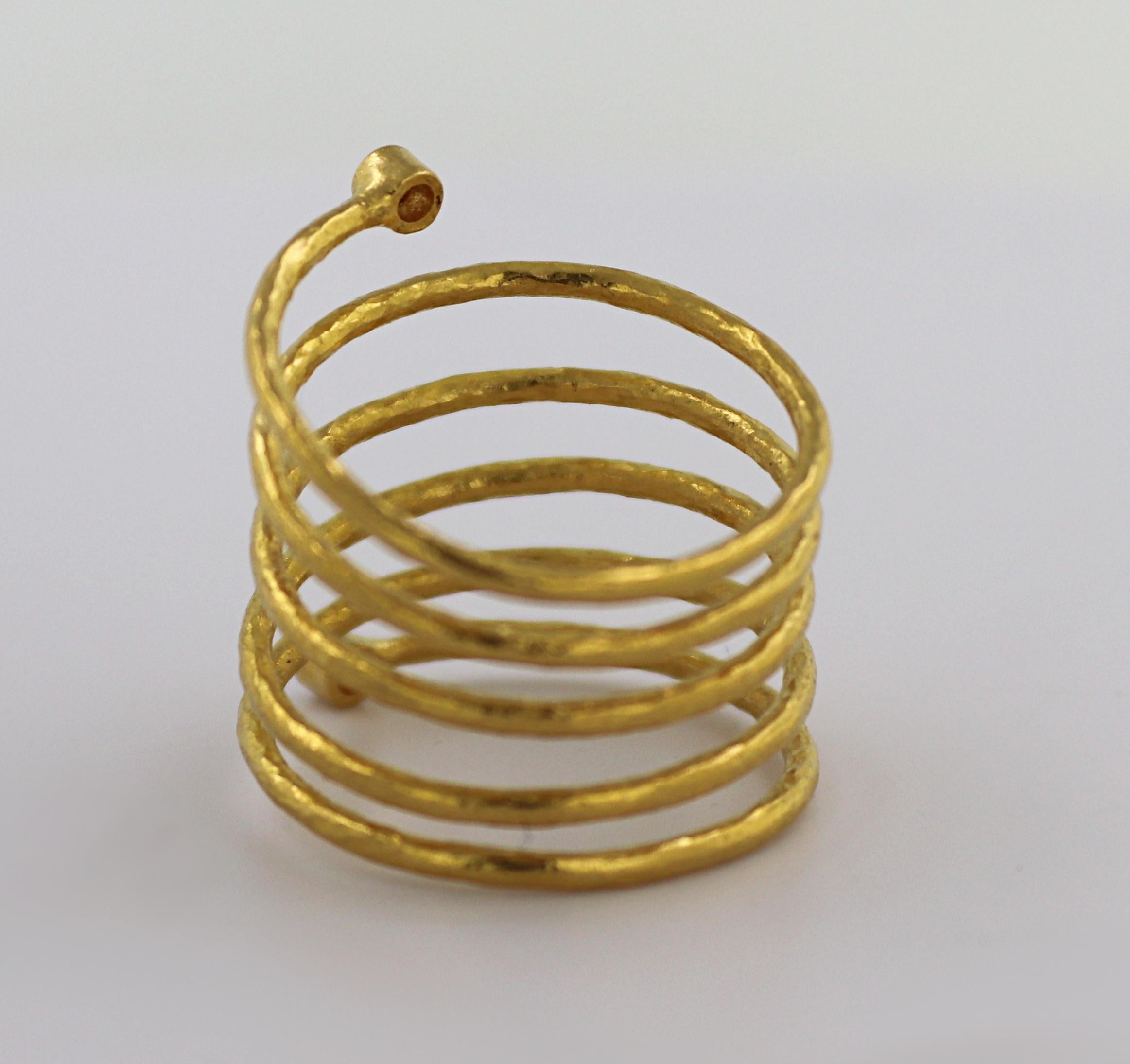 Diamond, 22k Yellow Gold Coil Ring For Sale 2