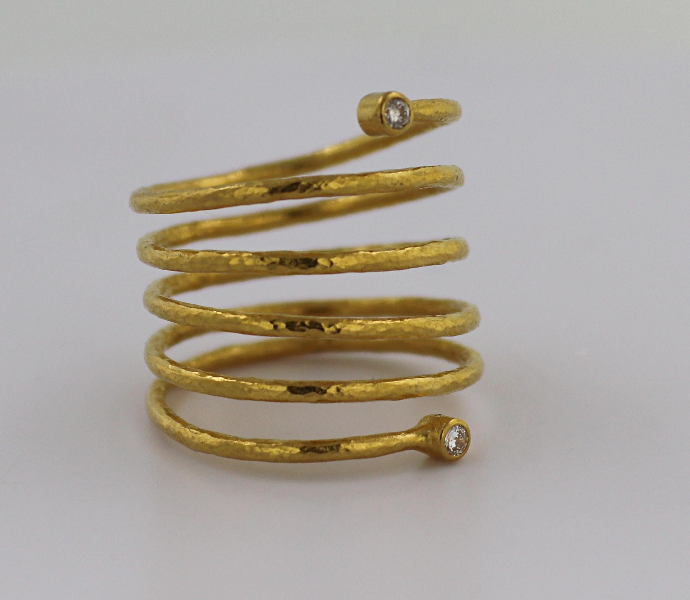 Diamond, 22k Yellow Gold Coil Ring For Sale 4