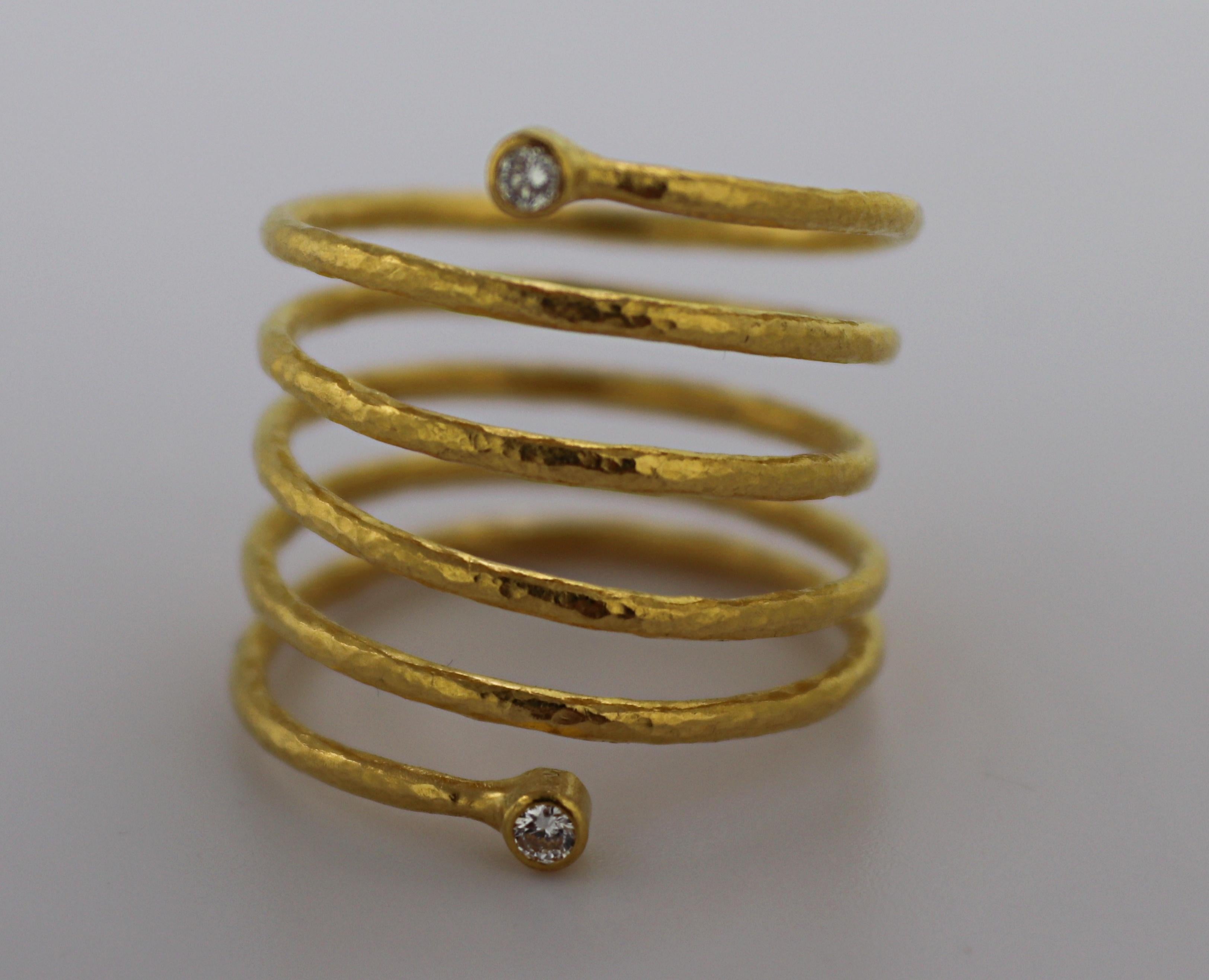 Diamond, 22k Yellow Gold Coil Ring For Sale 5