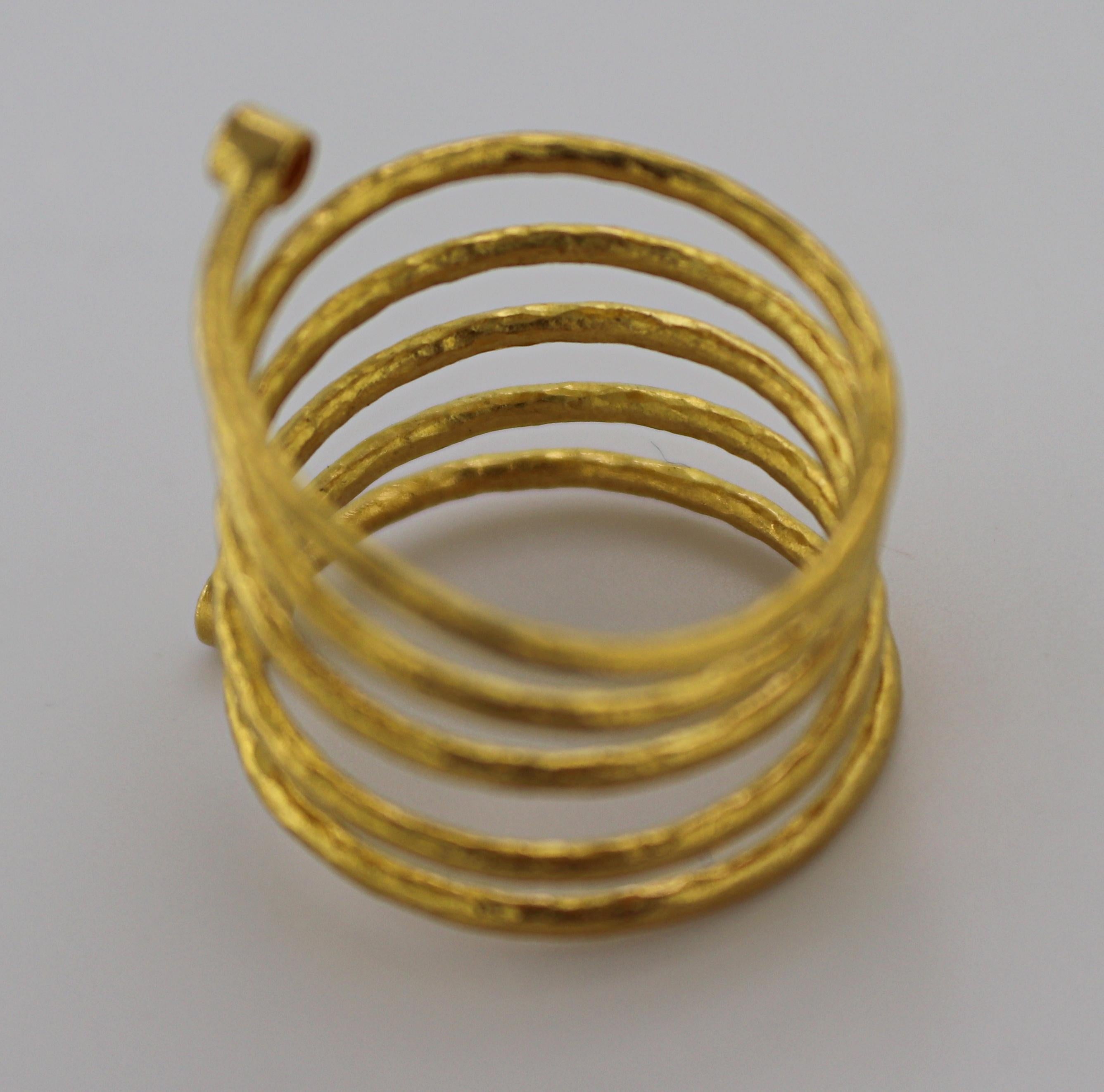 Diamond, 22k Yellow Gold Coil Ring For Sale 6