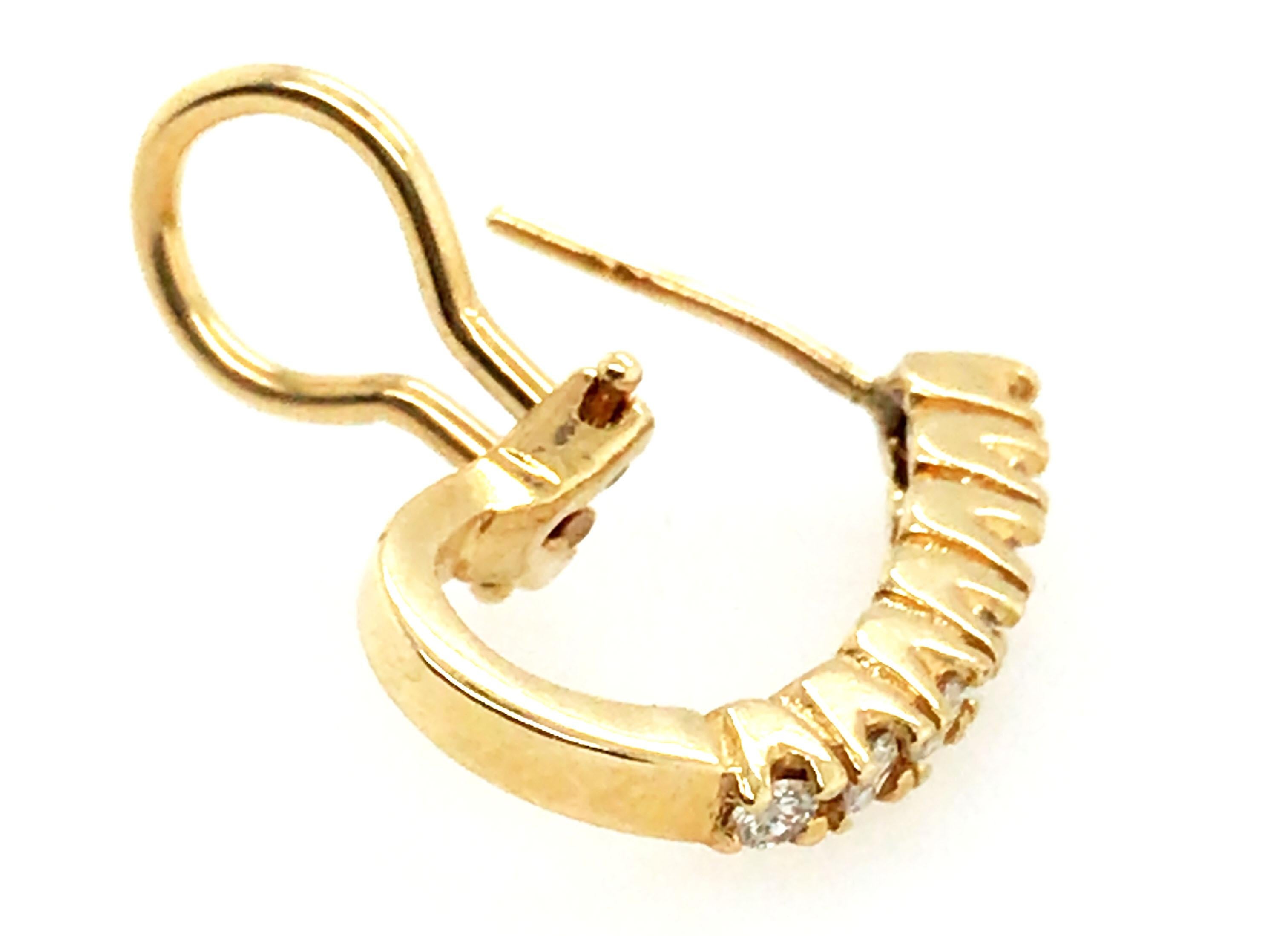 Women's Diamond .25ct Huggie Hoop Single Earring 14K Yellow Gold French Back For Sale