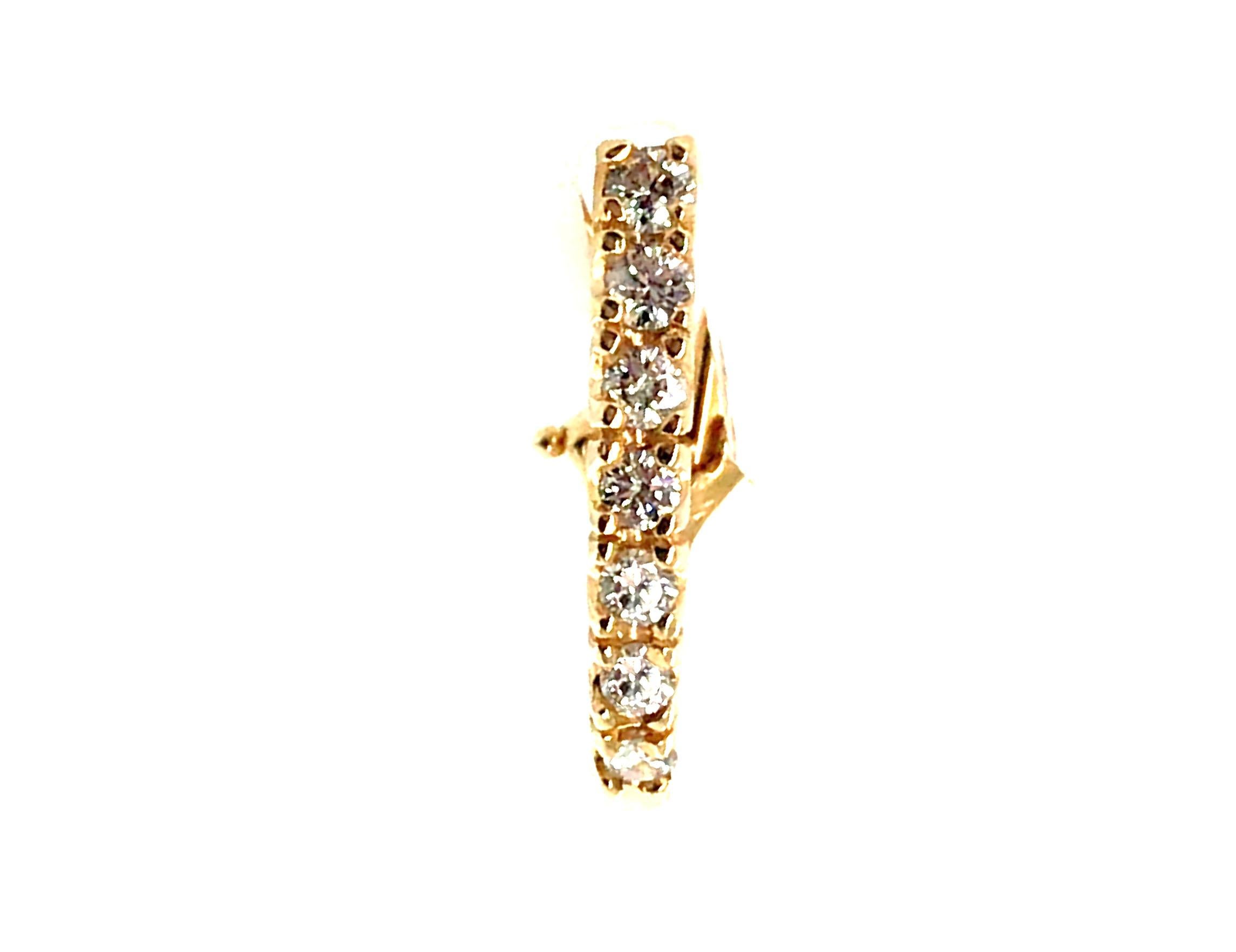 Diamond .25ct Huggie Hoop Single Earring 14K Yellow Gold French Back For Sale