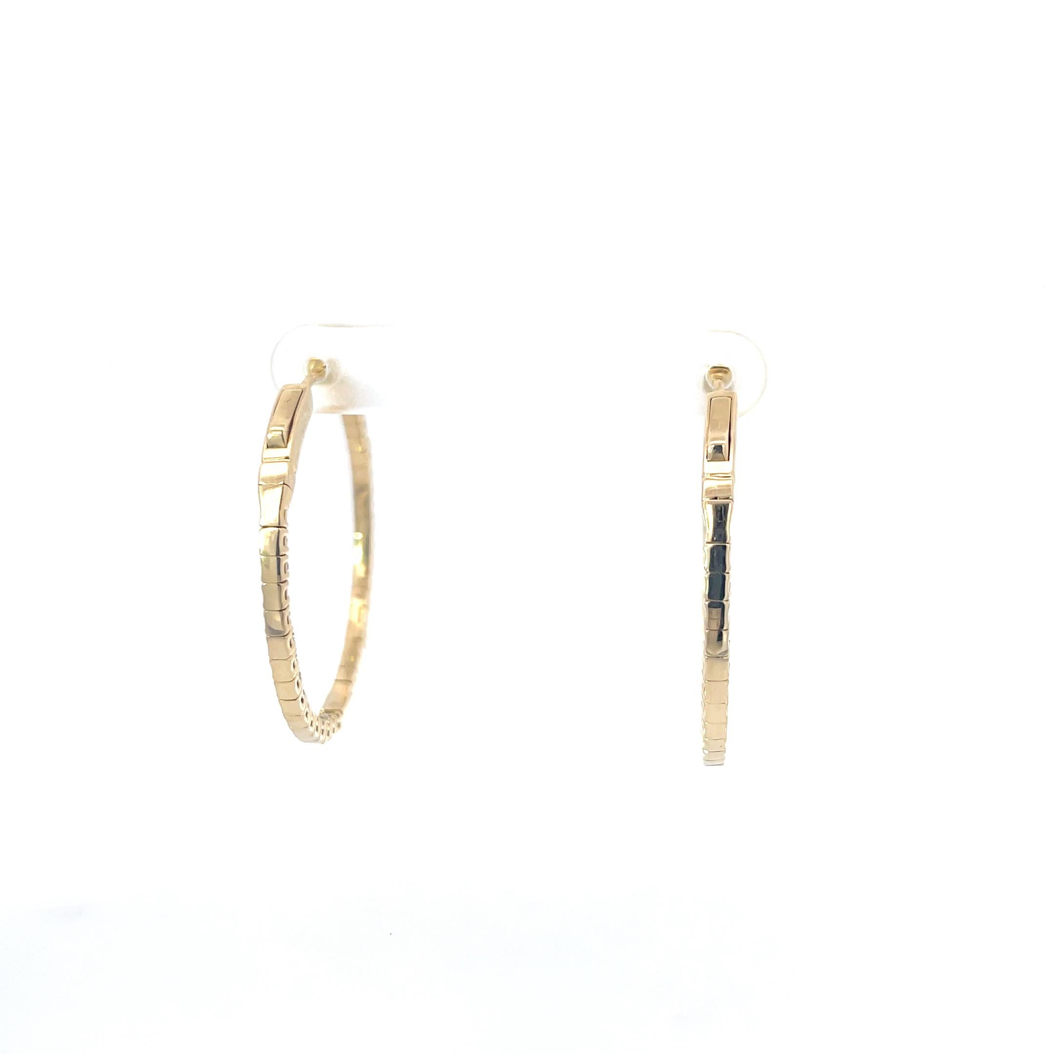 Round Cut Diamond 2ctw In & Out Hoops 14K Yellow Gold For Sale