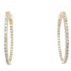 Diamond 2ctw In & Out Hoops 14K Yellow Gold