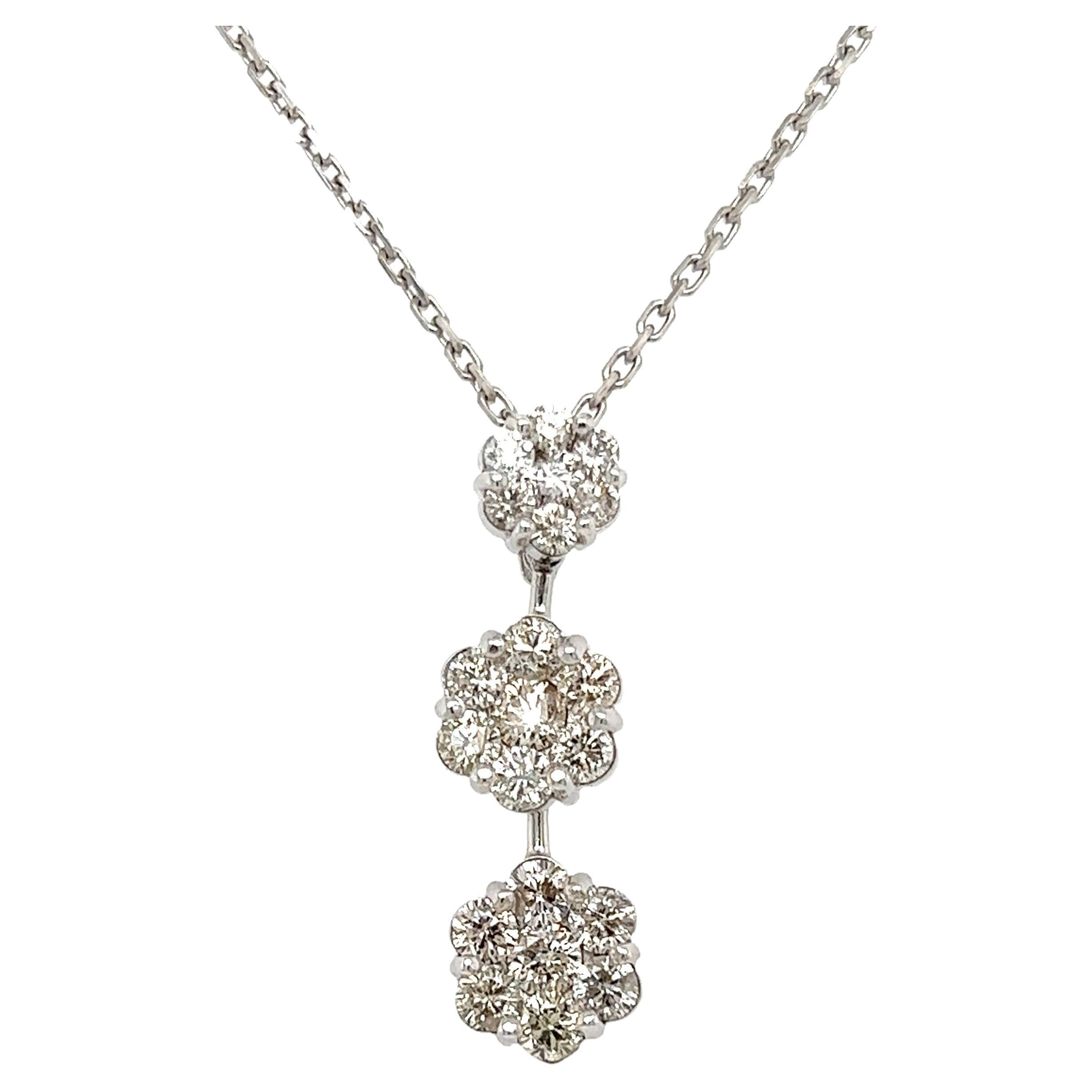 Diamond Cluster Flower Drop Necklace For Sale At 1stdibs 