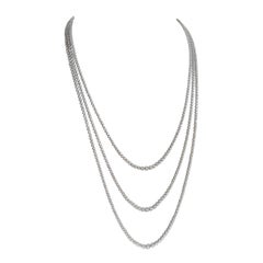 Diamond 3-Row Necklace in 18 Carat White Gold and 30 Carat Diamonds