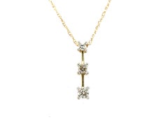 Diamond 3 Stone Journey Pendant Anniversary Mined .25ct Necklace Yellow Gold