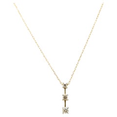Diamond 3 Stone Journey Pendant Anniversary Mined .25ct Necklace Yellow Gold