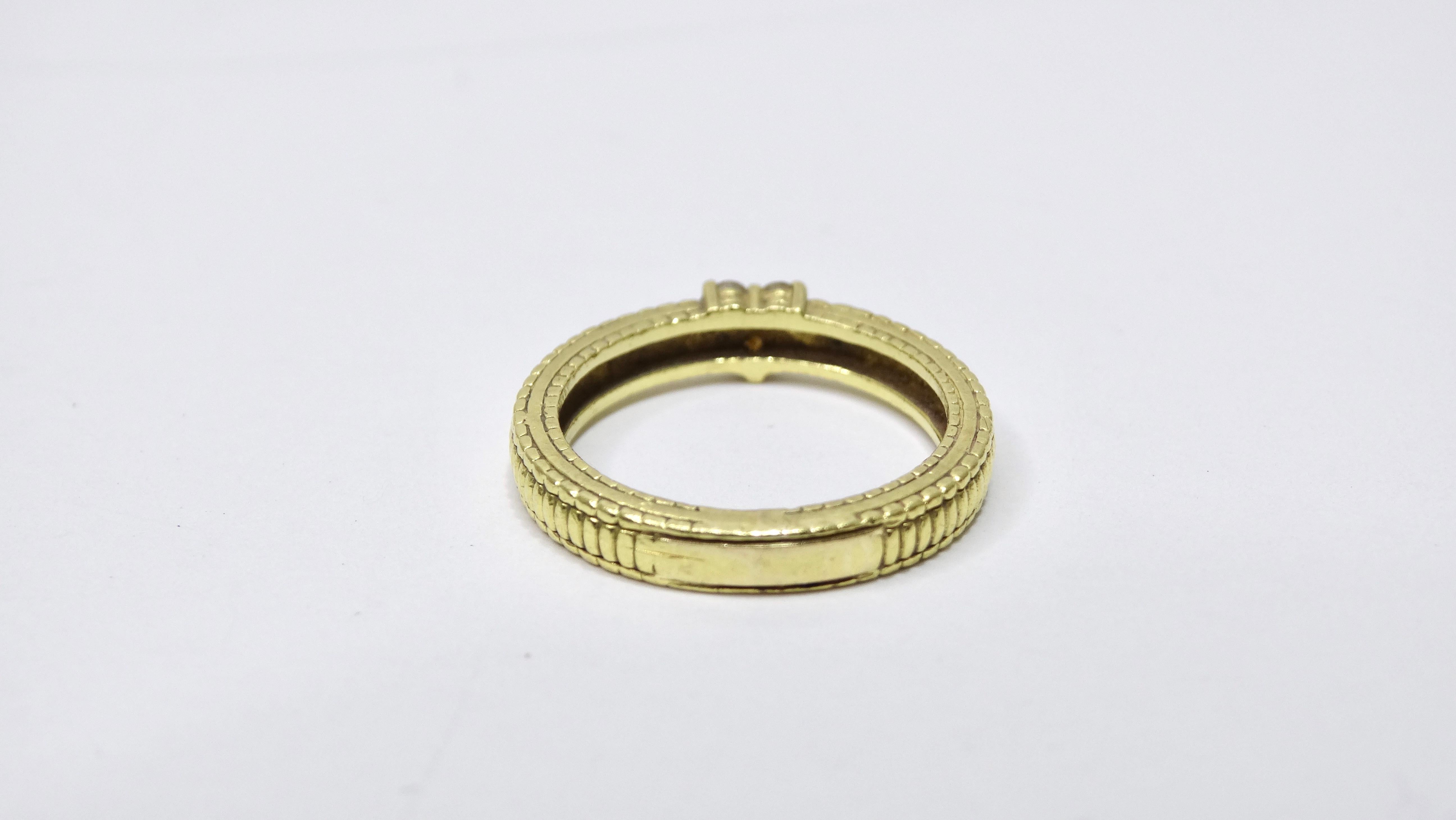 Diamond 3-Stone Petite Gold Ring In Good Condition For Sale In Scottsdale, AZ