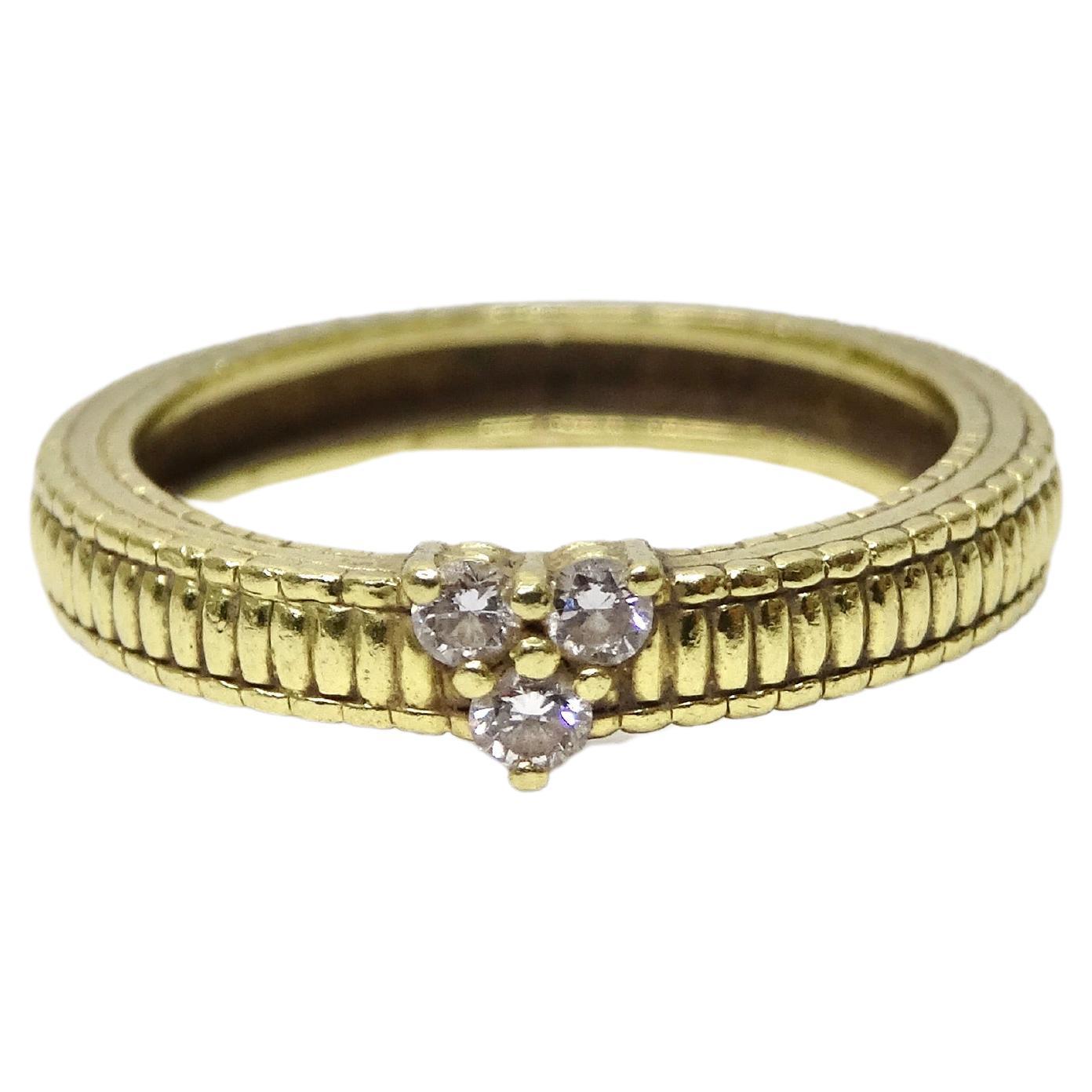 Diamond 3-Stone Petite Gold Ring For Sale