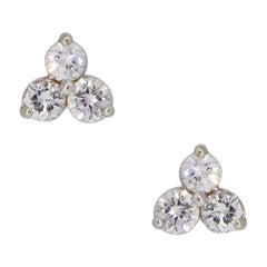 Diamond 3-Stone Stud Earrings