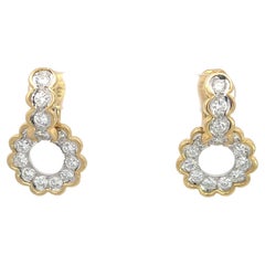 Diamond '3.30ctw' Circle Drop Huggie Earrings 18k & Platinum