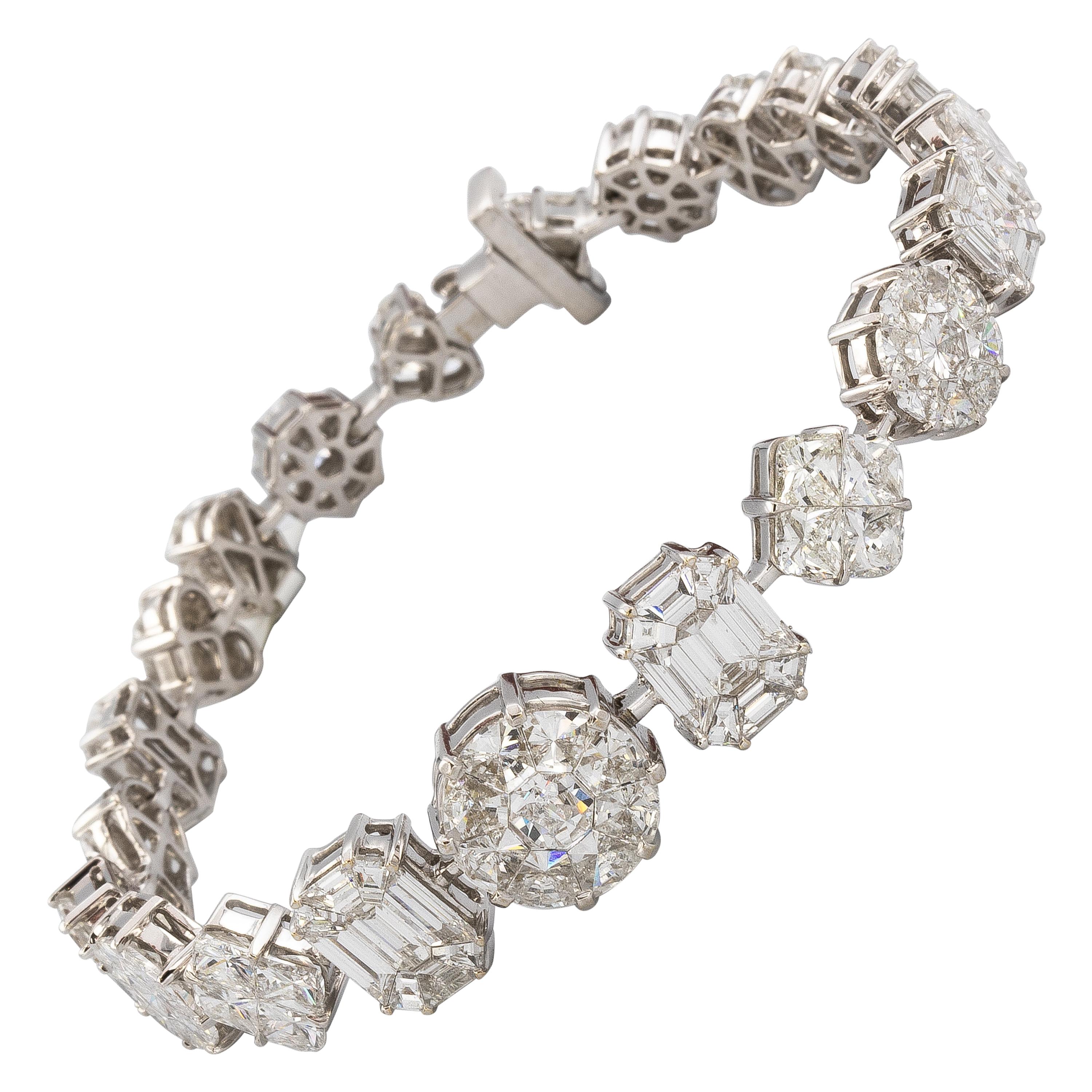 Diamond Bracelet 33.75 Carats Illusion Set 18K White Gold