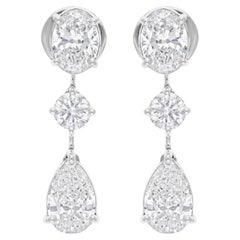 Diamond 3.56 Carat SI/H Drop Earrings Fine Jewelry 14k White Gold Wedding Gift