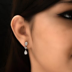 Diamond 3.56 Carat SI/H Drop Earrings Fine Jewelry 18k White Gold Wedding Gift