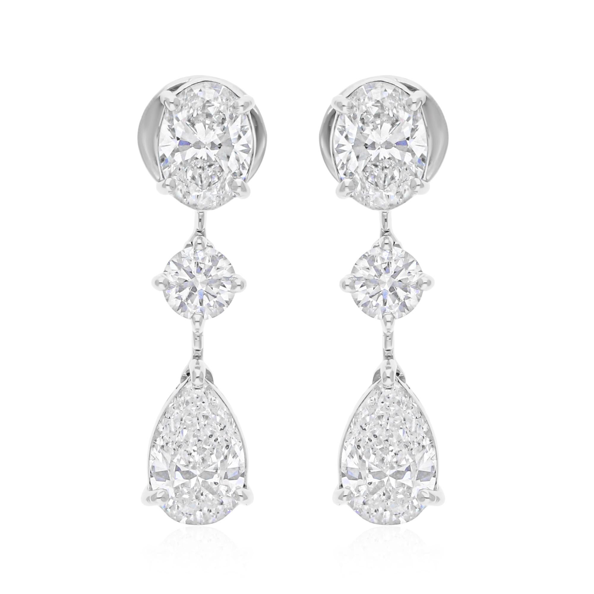 Donna Orecchini a goccia con diamante da 3,56 carati SI/H Gioielli di pregio Regalo di nozze in oro bianco 18k in vendita