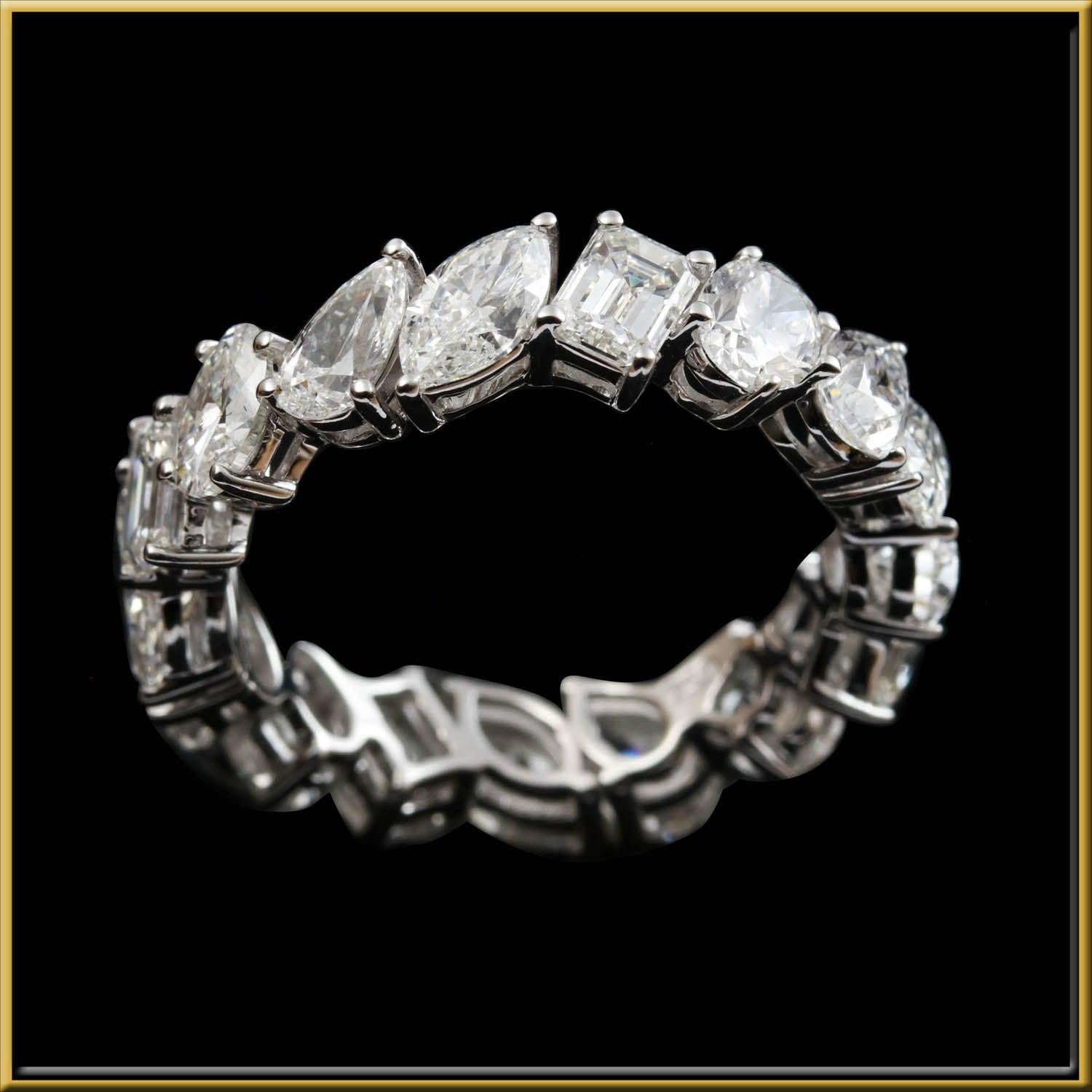 For Sale:  Diamond 4 Shape 1/3 Carat Eternity Ring in 18 Karat Gold 2