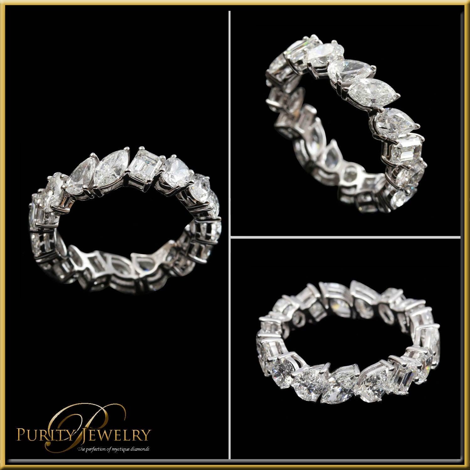 For Sale:  Diamond 4 Shape 1/3 Carat Eternity Ring in 18 Karat Gold 4