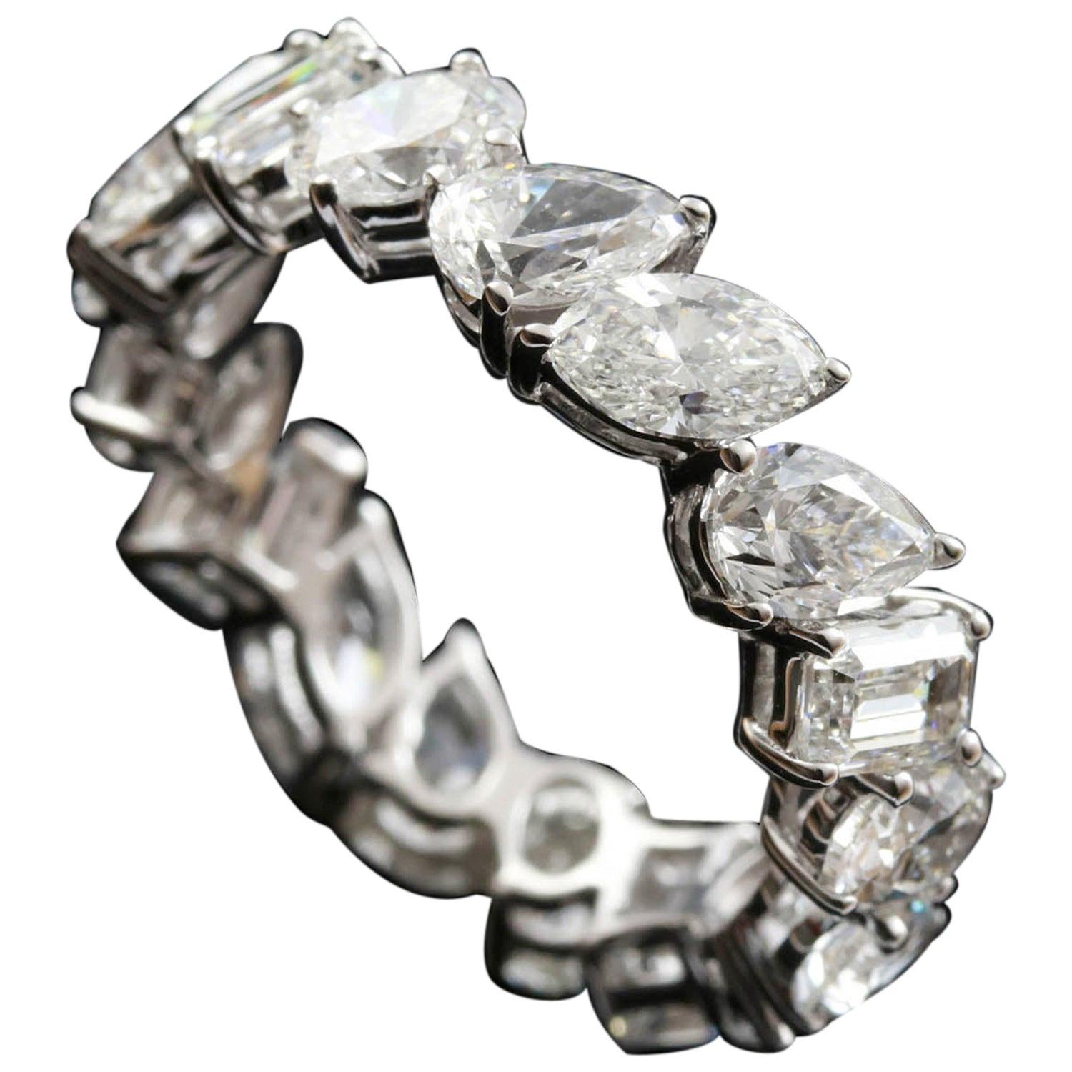 For Sale:  Diamond 4 Shape 1/3 Carat Eternity Ring in 18 Karat Gold