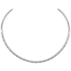 Diamond 4.01 Carat Rivière Line Collar Choker Necklace