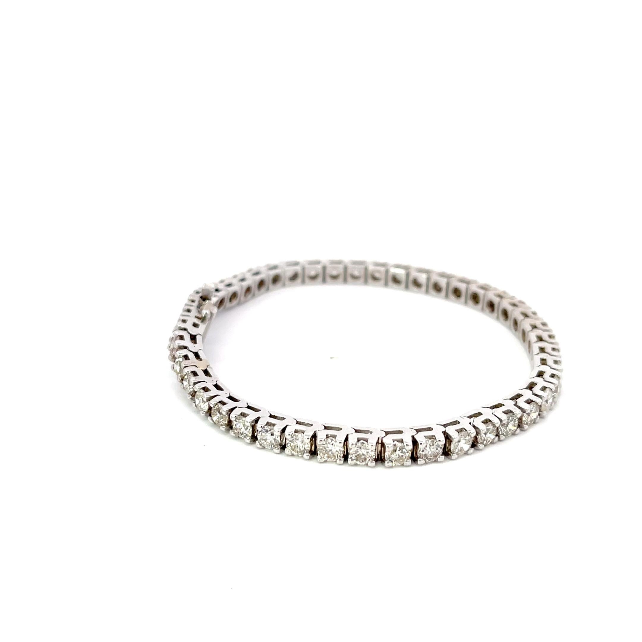 Women's or Men's Diamond 6.60ctw Tennis Bracelet in 14K White Gold For Sale