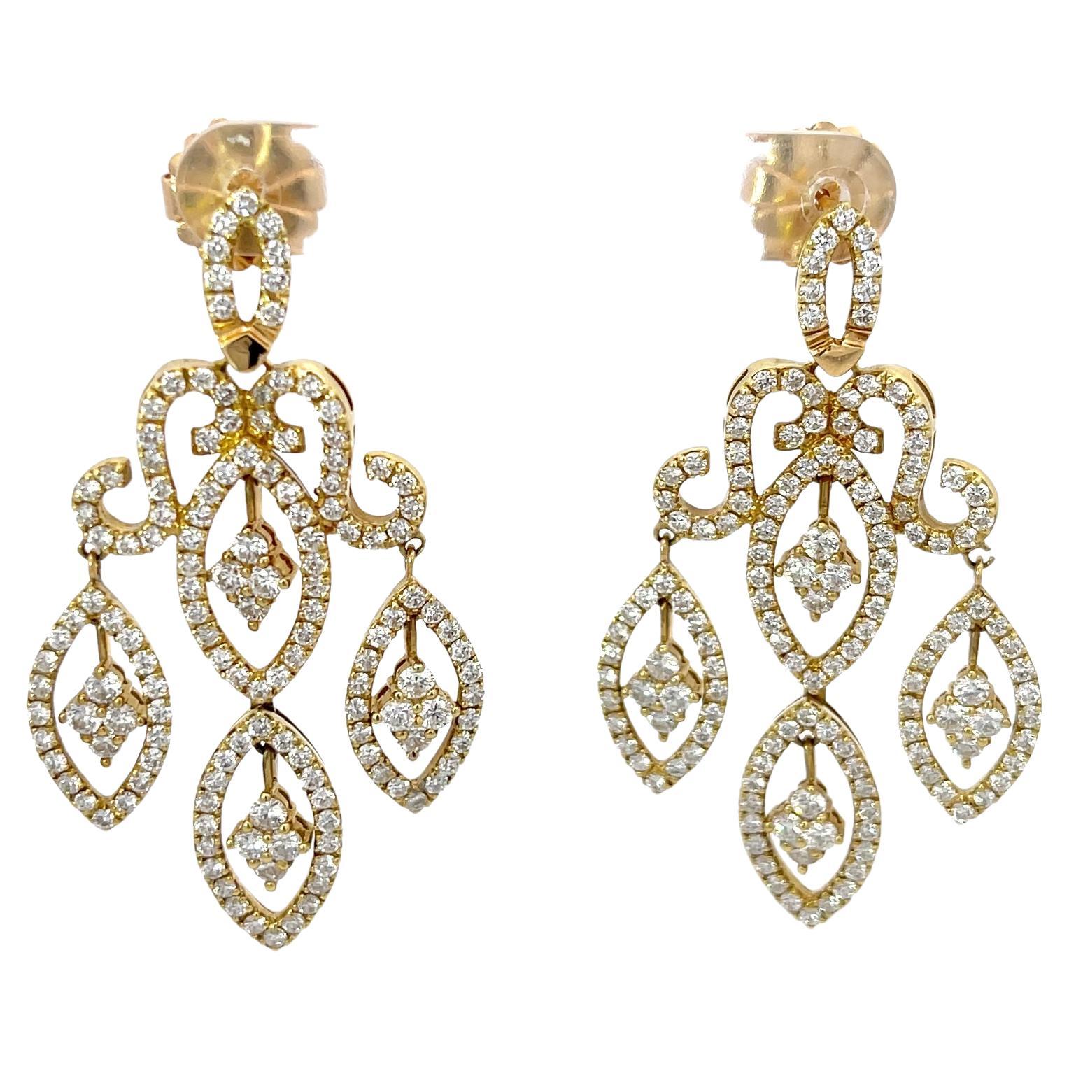 Diamond 6ctw Chandelier Earrings 14K Yellow Gold