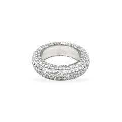 Diamond 7 Rows Wide Band Ring 4.61 Carats in 18K White Gold. Anniversary Ring