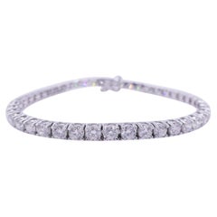 Bracelet ligne de tennis classique en or blanc 14 carats avec diamants de 7,5 carats