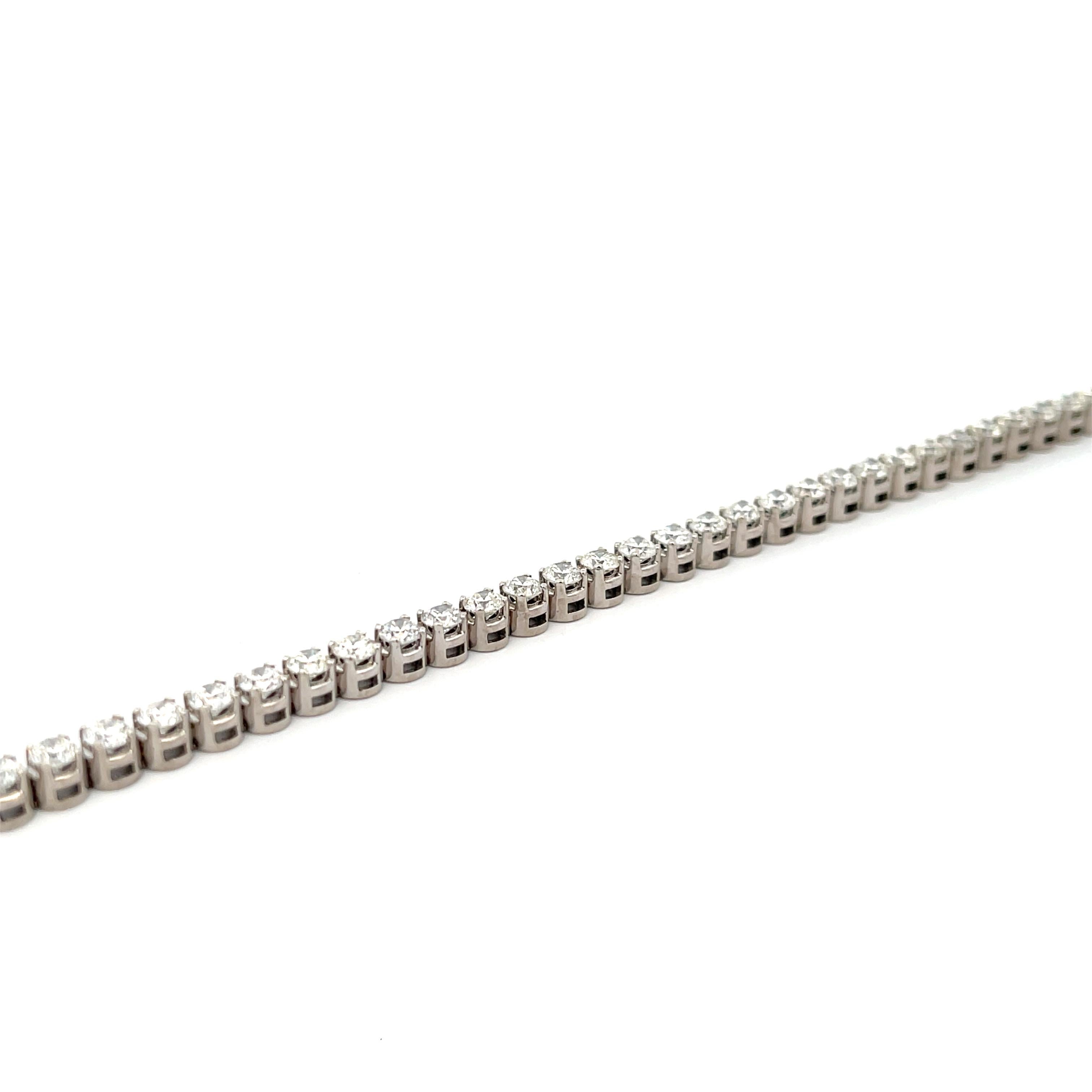 Taglio rotondo Bracciale tennis con diamanti 8ctw in oro bianco 14K in vendita