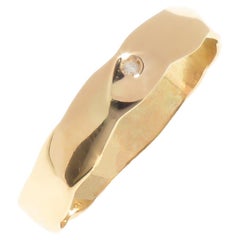 Diamond 9 Karat Rose Gold Hammered Ring Handcrafted in Italy